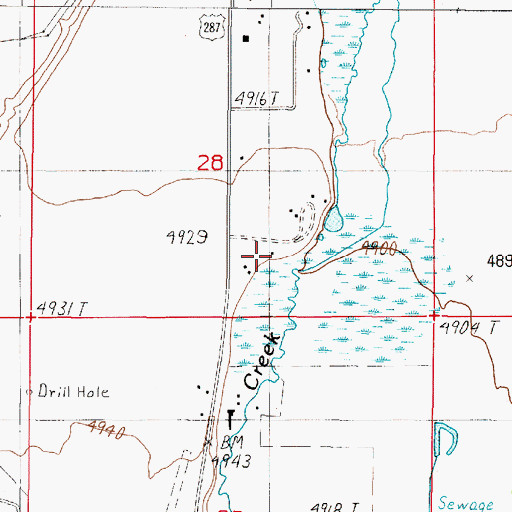 Topographic Map of 05S01W28DCCA01 Well, MT
