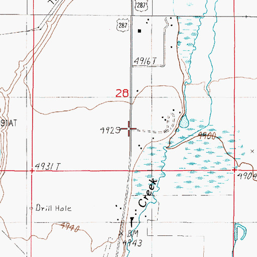 Topographic Map of 05S01W28DBC_01 Well, MT