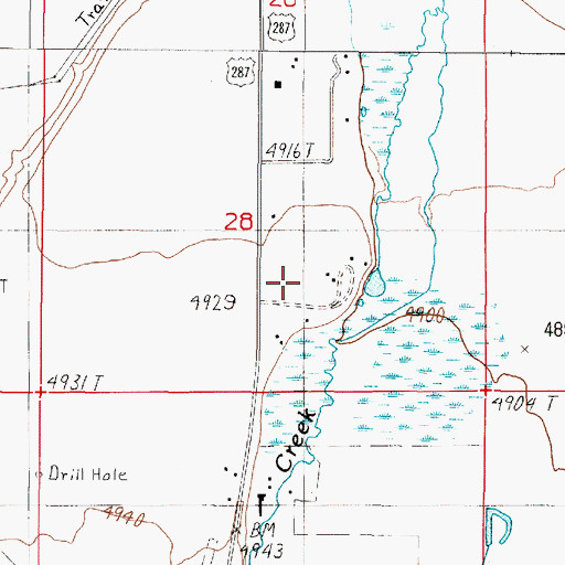 Topographic Map of 05S01W28DCBA01 Well, MT
