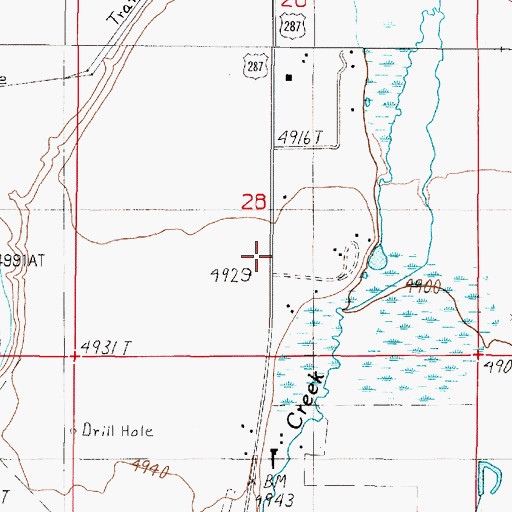 Topographic Map of 05S01W28DCBB01 Well, MT