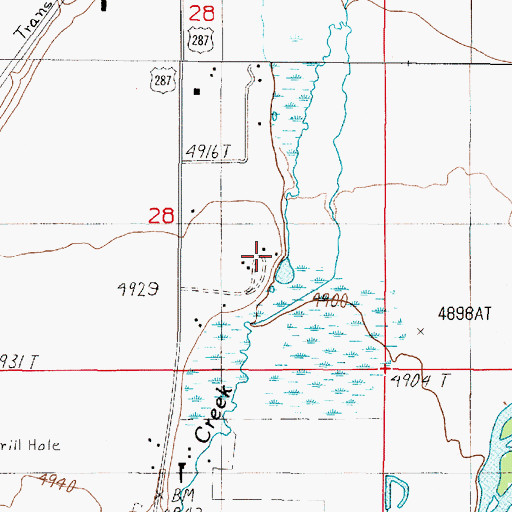 Topographic Map of 05S01W28DBDD01 Well, MT
