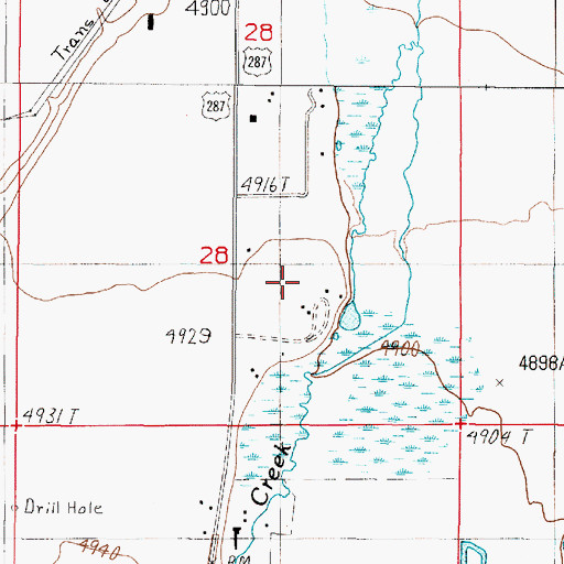 Topographic Map of 05S01W28DBD_01 Well, MT