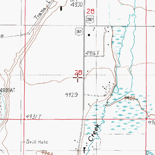 Topographic Map of 05S01W28DBCB01 Well, MT