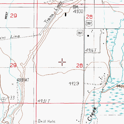 Topographic Map of 05S01W28CABD01 Well, MT