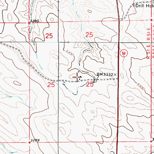 Topographic Map of 05S51E25BDDB01 Well, MT