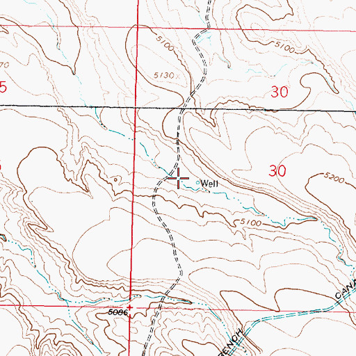 Topographic Map of 05S06W30CBA_01 Well, MT