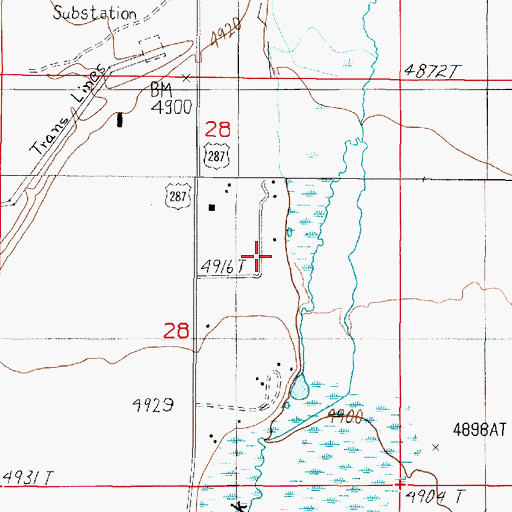Topographic Map of 05S01W28ACDD01 Well, MT