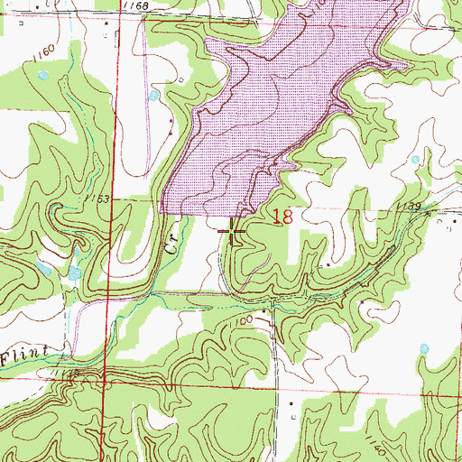 Topographic Map of Little Flint Creek Dam, AR