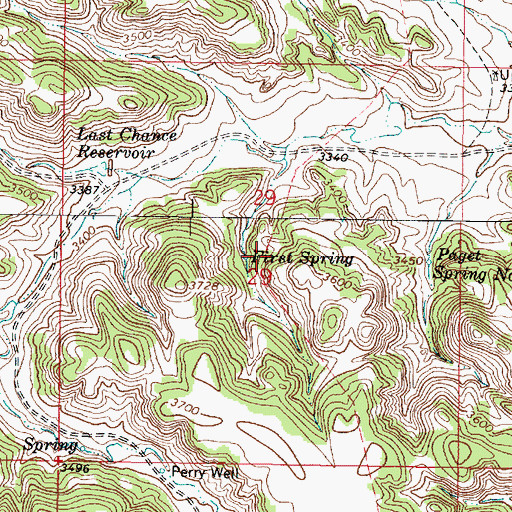 Topographic Map of 05S45E29ADDC01 Spring, MT