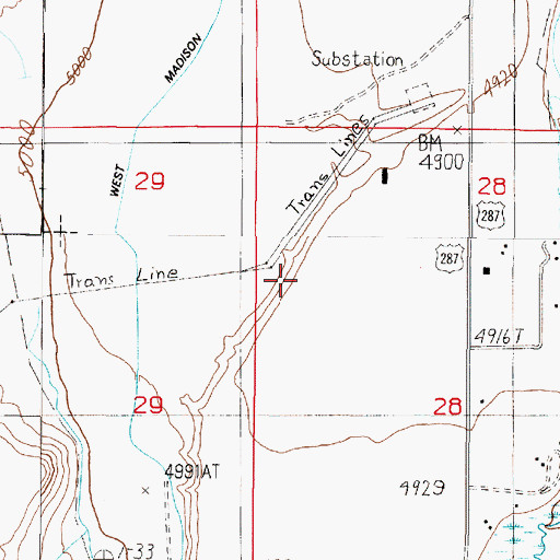 Topographic Map of 05S01W28BCBD01 Well, MT