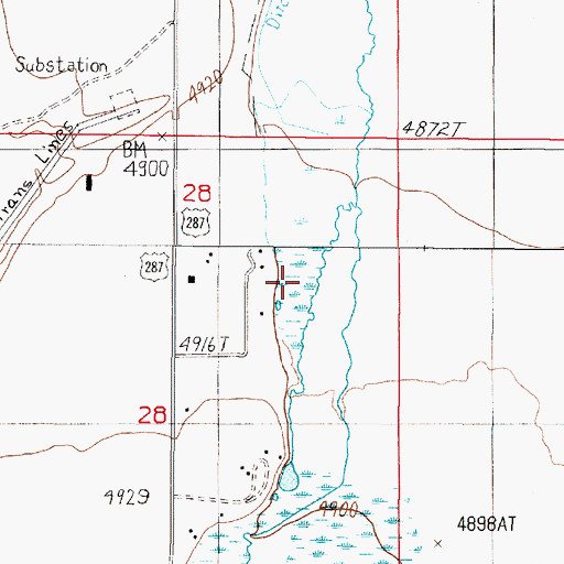 Topographic Map of 05S01W28ADBA01 Spring, MT