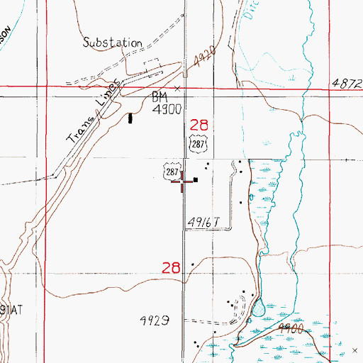 Topographic Map of 05S01W28ACBC01 Well, MT