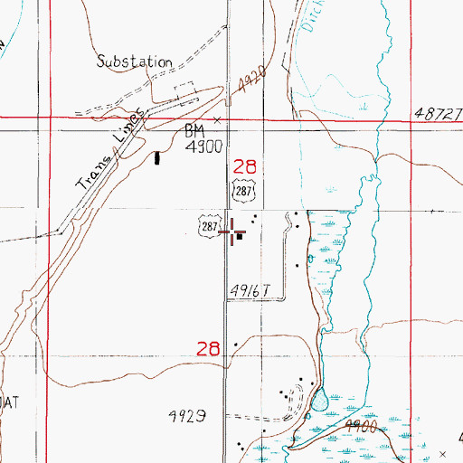Topographic Map of 05S01W28ACBA01 Well, MT