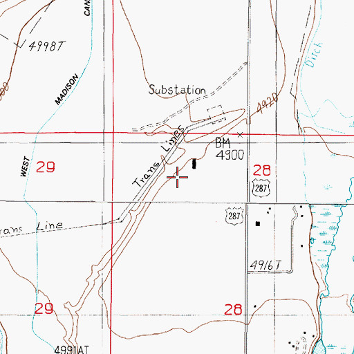 Topographic Map of 05S01W28BCAB01 Well, MT