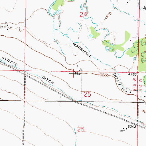 Topographic Map of 05S05W25BAAA01 Well, MT