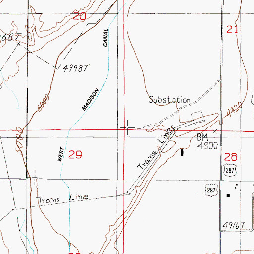 Topographic Map of 05S01W21CCCC01 Well, MT