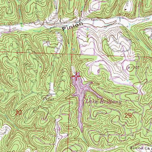 Topographic Map of Lake Brittany Dam, AR