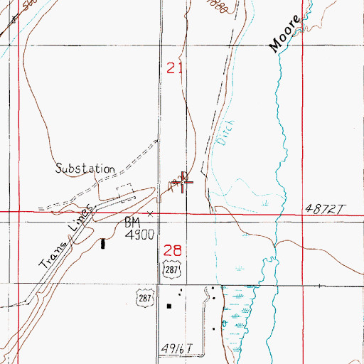 Topographic Map of 05S01W21DCDB01 Well, MT