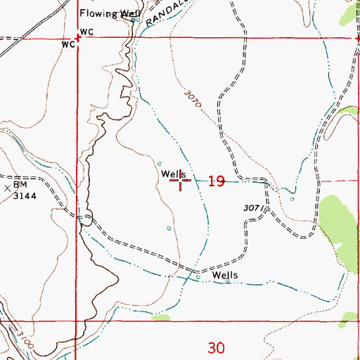 Topographic Map of 05S51E19CAAB01 Well, MT