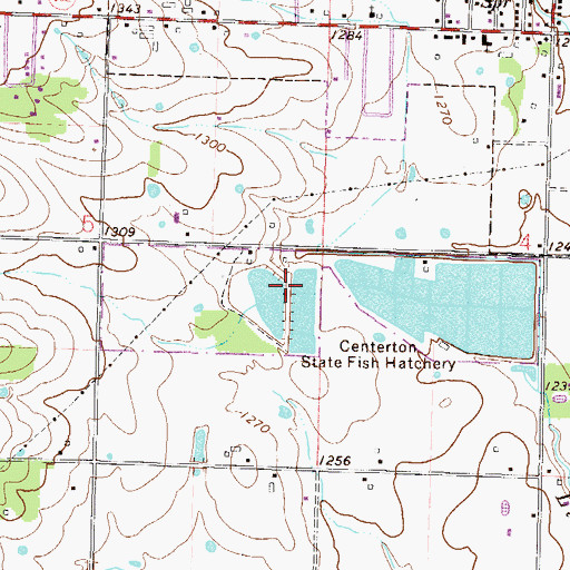 Topographic Map of Centerton Hatchery Upper Pond Dam, AR