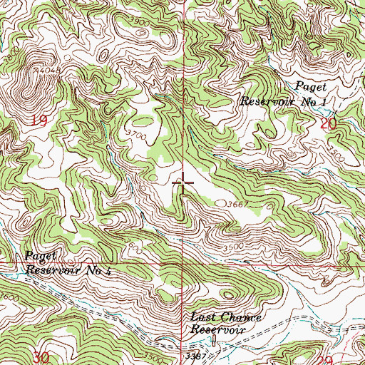 Topographic Map of 05S46E20CBCC01 Well, MT