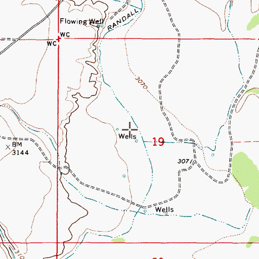 Topographic Map of 05S51E19BDCC01 Well, MT