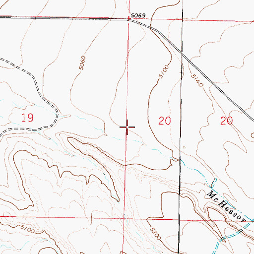 Topographic Map of 05S06W20CBB_02 Well, MT