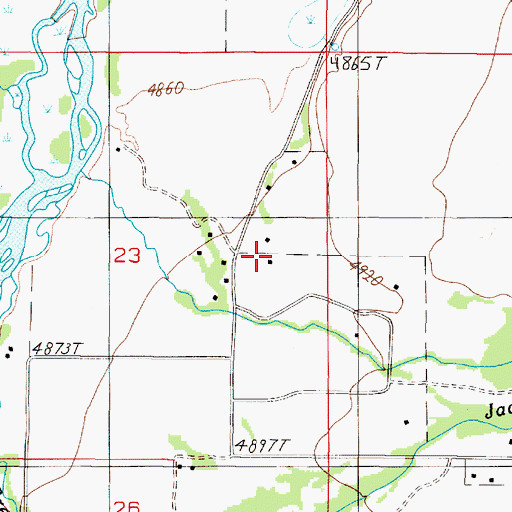 Topographic Map of 05S01W23DABA01 Well, MT