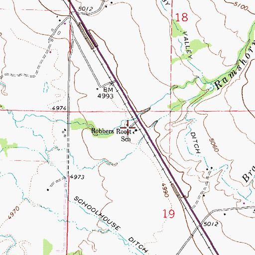 Topographic Map of 05S04W19BABA01 Well, MT