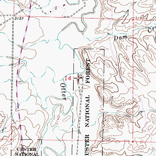 Topographic Map of 05S45E14ACCD01 Well, MT