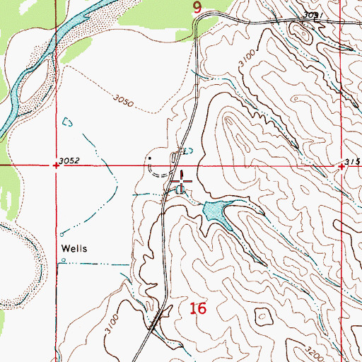 Topographic Map of 05S51E16BAAA01 Well, MT