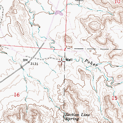 Topographic Map of 05S43E16AAAD01 Well, MT
