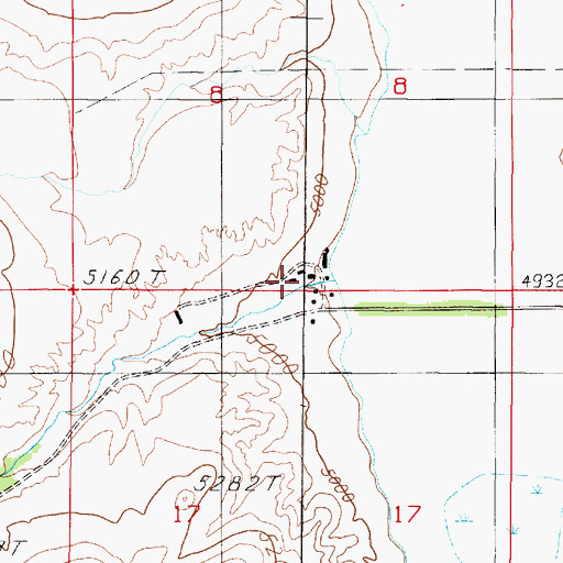 Topographic Map of 05S01W08ACBB01 Well, MT