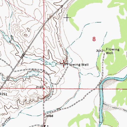 Topographic Map of 05S51E08CCAA01 Well, MT