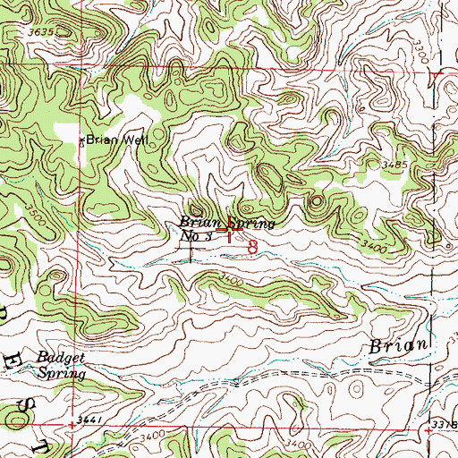 Topographic Map of 05S45E08BDDD01 Spring, MT