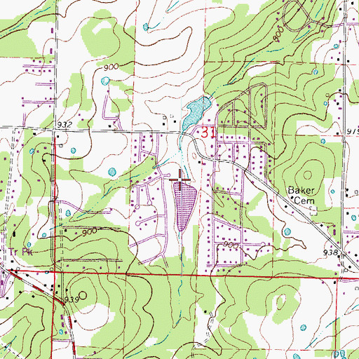 Topographic Map of Gardner Lake Dam, AR