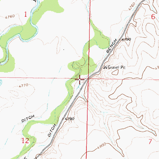 Topographic Map of 05S07W12AAAA01 Well, MT
