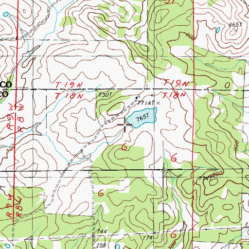 Topographic Map of Spiritual Development Lake Dam, AR