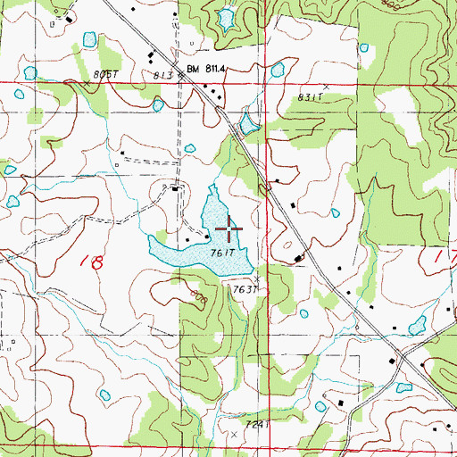 Topographic Map of McCullough Lake Dam, AR