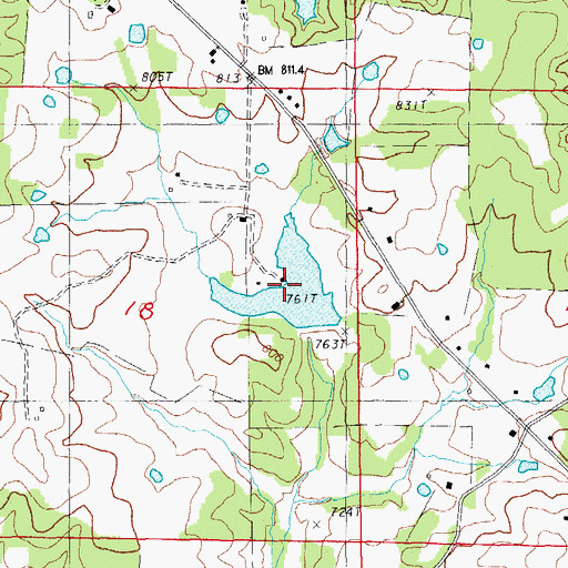 Topographic Map of McCullough Lake, AR