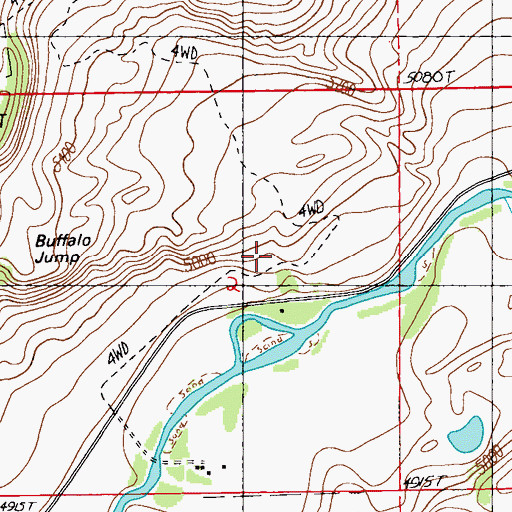 Topographic Map of 05S15E02ACDB01 Spring, MT