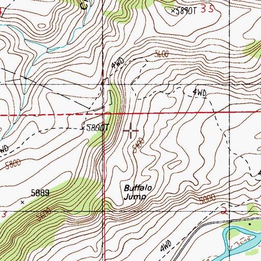 Topographic Map of 05S15E02BBAC01 Spring, MT
