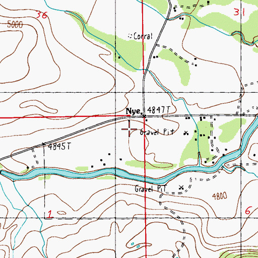 Topographic Map of 05S15E01AAAA01 Well, MT