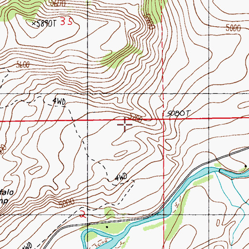 Topographic Map of 05S15E02AABA01 Spring, MT