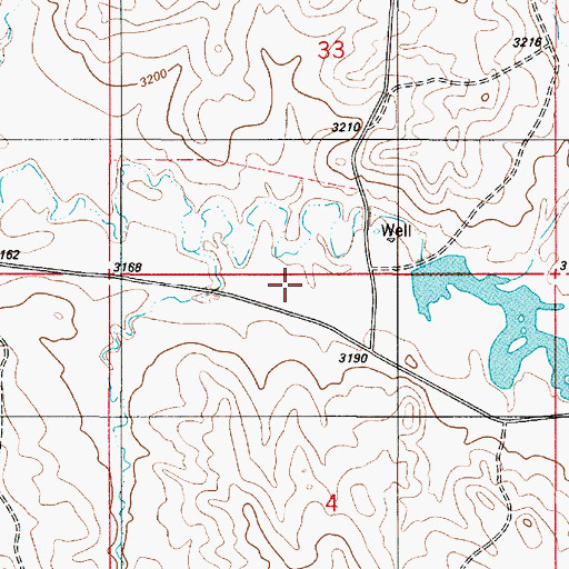 Topographic Map of 04S53E33CCB_01 Well, MT