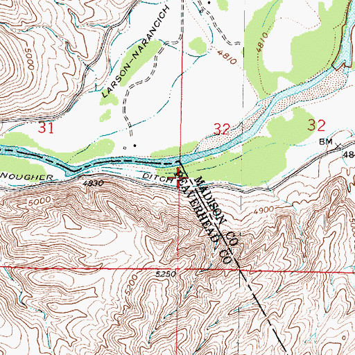 Topographic Map of 04S07W32CBCB01 Well, MT