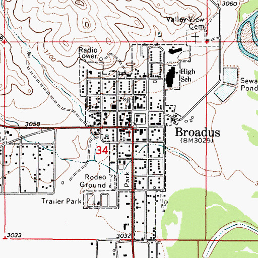 Topographic Map of 04S51E34BAC_01 Well, MT