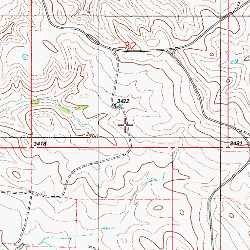 Topographic Map of 04S54E32CBD_01 Well, MT