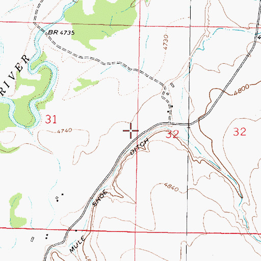 Topographic Map of 04S06W32CBB_01 Well, MT