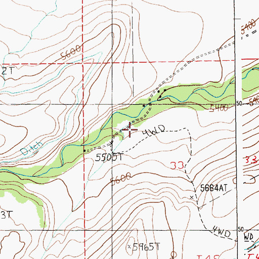 Topographic Map of 04S15E33BDBB01 Spring, MT